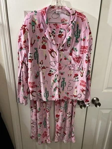 Rosa Howdy TikTok Urlaub Pyjama Übergröße 2X Weihnachten Western Pyjama - Bild 1 von 4