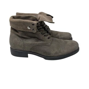Aston Grey Brooklyn Men's Gray Suede Fold Over Lace Up Leather Boots sz 10.5 - Picture 1 of 8