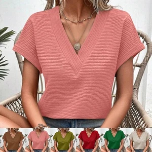 Breathable V Neck T Shirt for Women Ideal for Spring and Summer Activities - Picture 1 of 37
