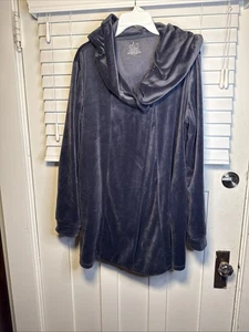 CuddlDuds Double Velour Cozy Lounge Wickel Morgenmantel, Taschen & Daumenlöcher grau M - Bild 1 von 17