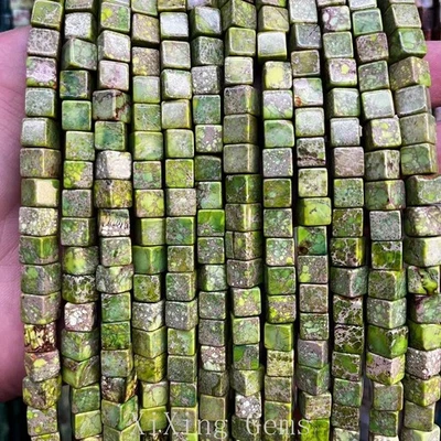 6mm Green Natural Imperial Jasper Cube Square Beads for Jewelry Making DIY 15 In - Image 1 of 4