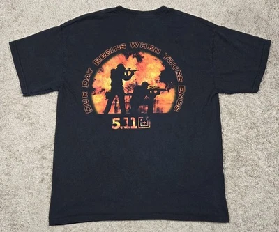 5.11 Tactical Our Day Begins When Yours Ends Men's graphic Tshirt Large Black - Image 1 of 4