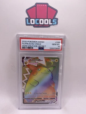 Pokemon Vivid Voltage Pikachu VMax Rainbow Secret Rare 188/185 PSA 10 GEM MINT - Image 1 of 2