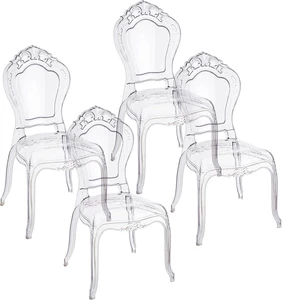 Set Di 4 Sedie in Policarbonato Trasparente, Seduta Design Elegante Impilabile E - Foto 1 di 12