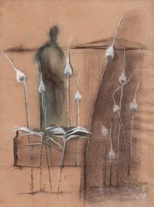 DOROTHY KIRKBRIDE ABSTRACT Watercolour Painting GREEK STANDING FIGURE c1980 - Picture 1 of 5