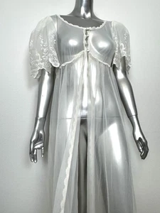 Vintage Nachthemd Val Mode Peignoir Morgenmantel Damen S/M bestickt Spitze USA 60er - Bild 1 von 14