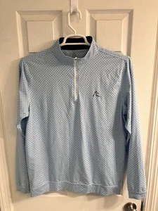 Rhoback Mens QZip 1/4 Zip Q-Zip Pullover Light Blue Polka Dot Medium NWOTs - Picture 1 of 5
