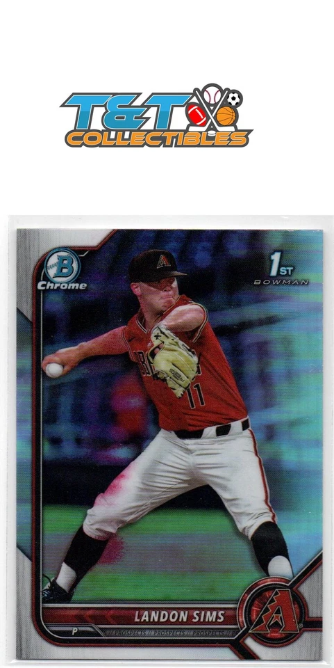 2022 Bowman Draft Chrome Refractor #BDC-72 Landon Sims Diamondbacks RC 99 - Image 1 of 1