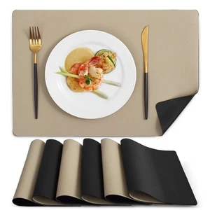 Vinyl Placemats Set of 6, Heat Resistant Place Mats 100% Waterproof Washable ... - Picture 1 of 7