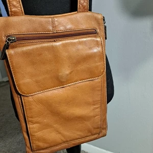 Vintage Graffeo Brown Leather Crossbody Travel Bag Unisex 12L X 8W - Picture 1 of 9