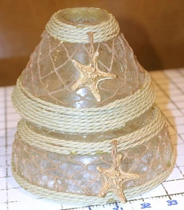 Yankee Candle Crackle Glass Shade Fishnet Starfish Shade and Underplate - Imagen 1 de 9
