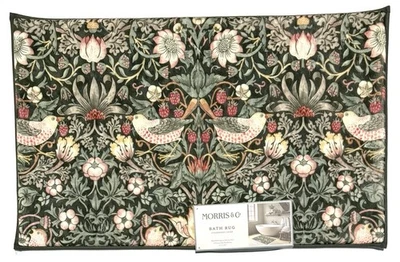 William Morris & Co Foam Bath Mat Strawberry Thief Washable 21x34” Kitchen Green - Image 1 of 4