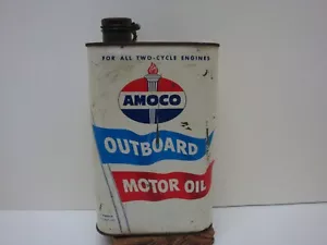 Estate Find Amoco Outboard Motor Oil Full Metal Can Wire Twist Top - Picture 1 of 8