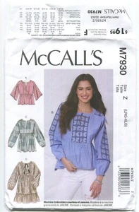 MCCALL'S M7930 MISSES' TOPS & TUNICS W/ VARIATIONS SZ 16-22 UNCUT 2019 - Picture 1 of 3