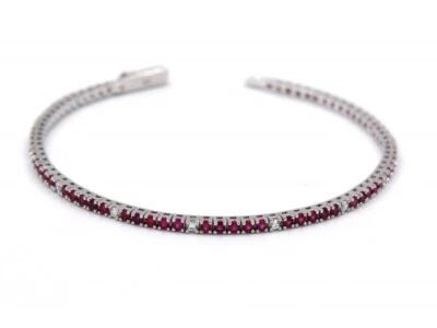 Gioielli Bracciali Tennis Zirconi Bianchi e Rosa  Argento 925 Idea Regalo Novità - Immagine 1 di 3