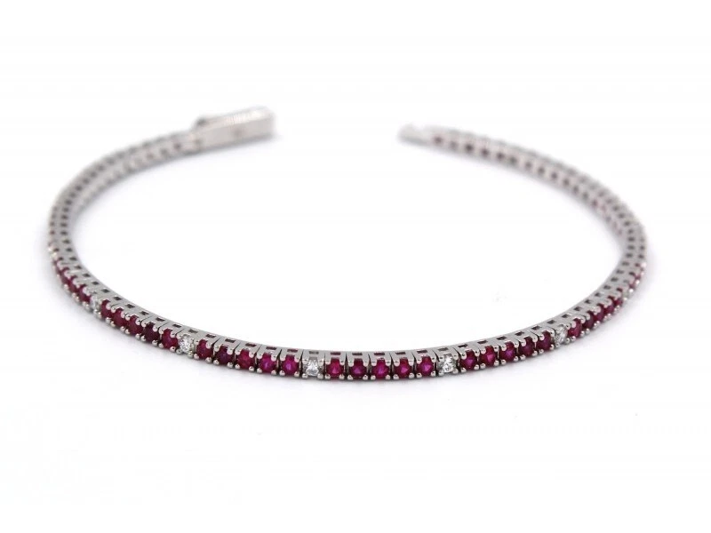 Gioielli Bracciali Tennis Zirconi Bianchi e Rosa  Argento 925 Idea Regalo Novità - Immagine 1 di 3