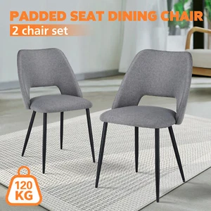 ACA Dining Chairs Curved Back Seat Kitchen Living Room Side Chair Grey Set of 2 - Picture 1 of 7