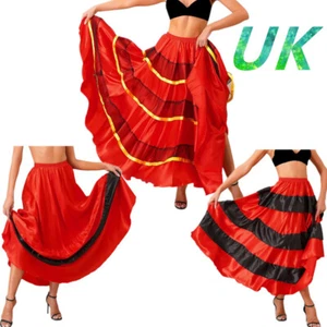 UK Women's Flamenco Costume Spanish Dance Long Skirt Ballroom Midi Skirts Party - Picture 1 of 84