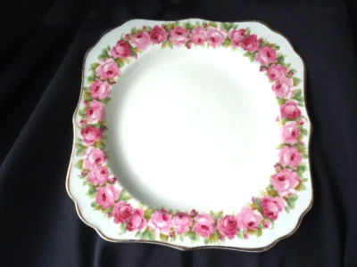 vintage Royal Doulton RABY ROSE cake plate square plate  d5533 pink - Image 1 of 3