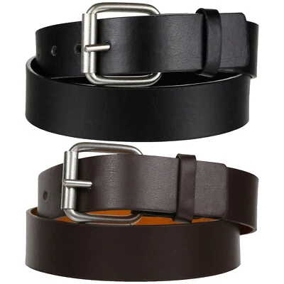 Mens Leather Belts Jeans Trousers Chinos Casual Belt Real Metal Buckle Bonded - Image 1 of 4