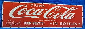 Drink Coca Cola Porcelain Enamel Sign 24 X 80 Inches in 2 Parts - Picture 1 of 6