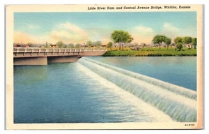 Little River Dam und Central Avenue Bridge in Wichita Kansas Postkarte  - Bild 1 von 2