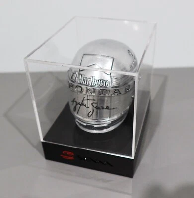 Ayrton Senna Silver Chrome Helmet Display (SMALL) - Image 1 of 4