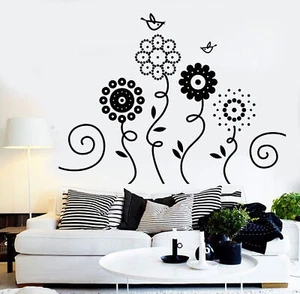  Vinyl Wall Decal Flowers Garden Birds Nature Art Nursery Decor Stickers 1238ig - Picture 1 of 3