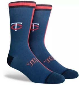 Minnesota Twins Split Socks Crew Large 6-12 Men Navy Red MLB - Picture 1 of 4
