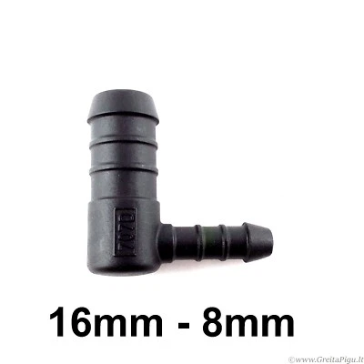 EASYPARTS4U Schlauchverbinder L-Form Reduzierer 16 mm 8 mm Kunststoff Verbindungsstück