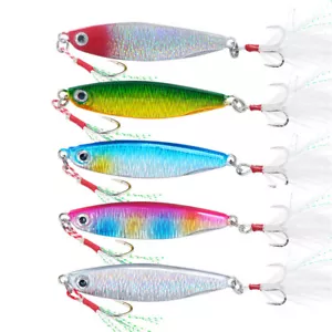 5 Packs Fishing Lures Shiny Glitter Feather Baits Crankbaits Swimbait Tackle - Picture 1 of 8