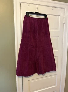 Vintage neu aus altem Lagerbestand Chadwick’s lila 100 % Leder Wildleder Rock gefüttert Gr. 10 lang neu mit Etikett - Bild 1 von 6