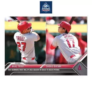2023 Topps Now #36 Mike Trout Shohei Ohtani Los Angeles Angels Back-to-Back HRs - Foto 1 di 3