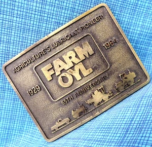 Farm Oyl 55th Comm Promo Gürtelschnalle Agri Schmierstoffe Vintage #105 LE 1984 .MMR524 - Bild 1 von 8