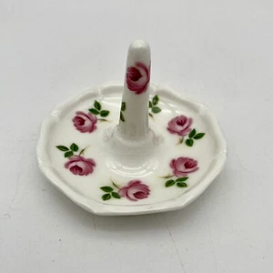 Vintage Sandford Fine Bone China Ring Holder Pink Roses Bridal Wedding England - Picture 1 of 8