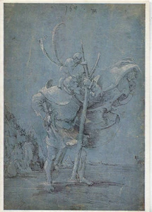 Alte Kunstpostkarte - Albrecht Altdorfer - Der heilige Christopherus - Bild 1 von 1