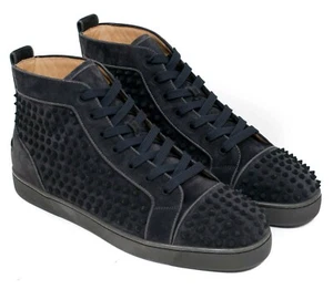 Christian Louboutin Hombres Louis Spike Orlato Plano US14.5 EU47.5 Gris Gamuza Fusain - Imagen 1 de 10