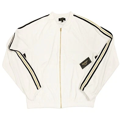 Juicy Couture Track Jacket Women's Micro Terry with Racer Stripe White, L - Image 1 of 4
