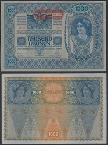 Austria 1000 kronen 1902 1919 DÖ P61(2) II Auflage Block 2772 aXF w/Nicks - Picture 1 of 8