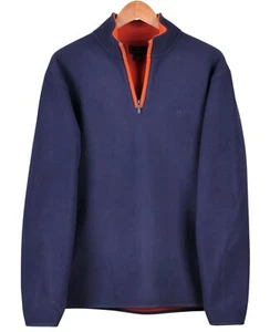 Suéter Jersey Brooks Brothers Azul Marino y Naranja Viaje 1/4 Cremallera Polar L - Imagen 1 de 8