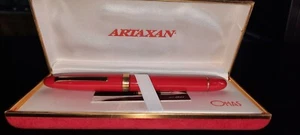 OMAS ARTAXAN MALESCI RED FOUNTAIN PEN WITH BOX AND WARRANTY - Picture 1 of 8