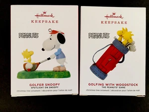 Hallmark Keepsake Snoopy Golf Ornament Set  2019 GOLFER BUNDLE SET  OF 2- NEW - Picture 1 of 3