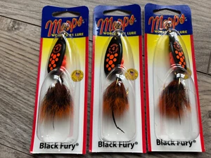 Lote 3 NUEVO Mepps Black Fury Spinner Aglia Rojo Fluorescente 1/3 OZ BF4T FL Vestido - Imagen 1 de 3
