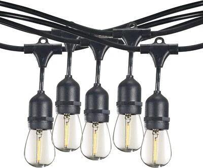 4Pack 48Ft Pendant String Light, LED S14 Clear, 15 Socket 36" Spacing, 1W, 2700K - Image 1 of 3