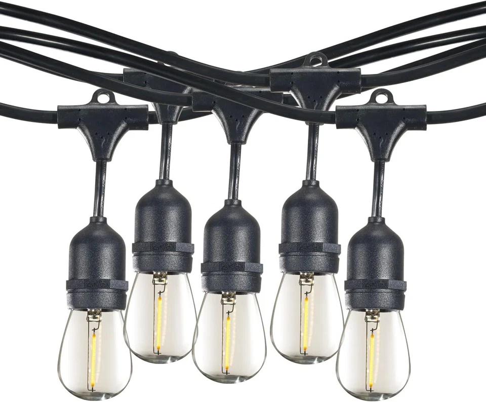 4Pack 48Ft Pendant String Light, LED S14 Clear, 15 Socket 36" Spacing, 1W, 2700K - Image 1 of 3