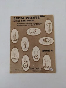 VTG 1981 June Crafts Sepia Prints of the Southwest Cross Stitch Booklet Leaflet - Picture 1 of 4