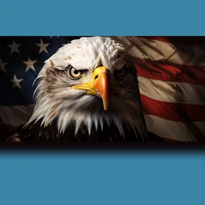 UV laminated 7" Bald Eagle and American Flag Sticker - Free Shipping - Picture 1 of 1