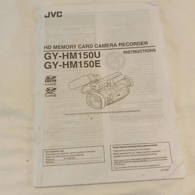 JVC GY-HM150U GY-HM150E Camera Recorder Original Owners Manual - Image 1 of 2