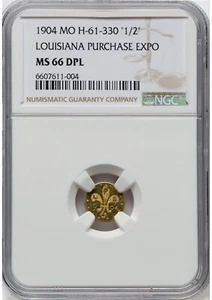 1904 50C Louisiana Purchase Expo, Gold 1/2 / MS66 DPL NGC / H-61-330 HIGH GRADE! - Picture 1 of 4