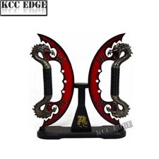 Brand New 11" Red Fire Dual Blades Fantasy Dragon Knives Sword Dagger With Stand